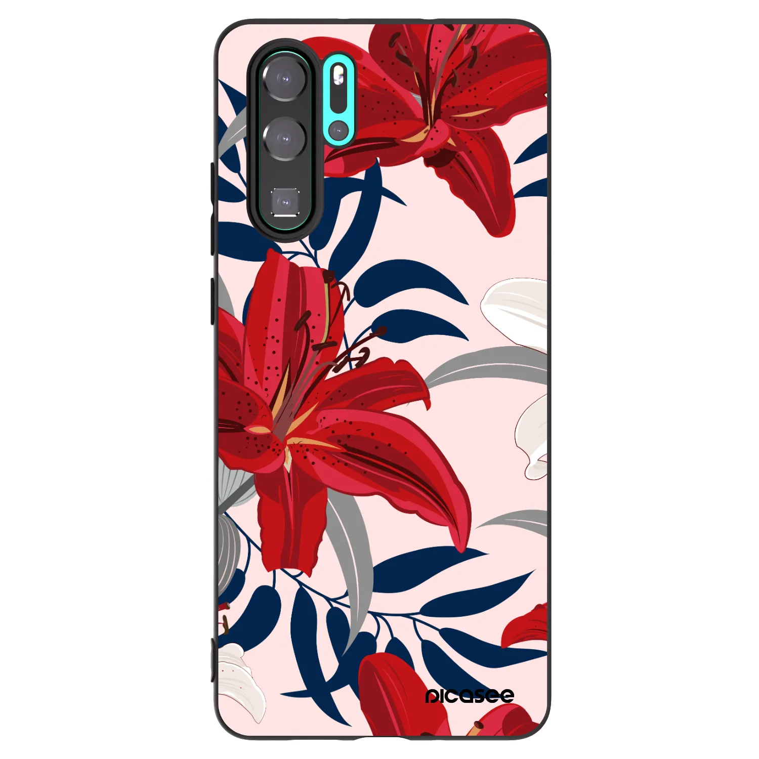 Picasee silikónový čierny obal pre Huawei P30 Pro - Red Lily