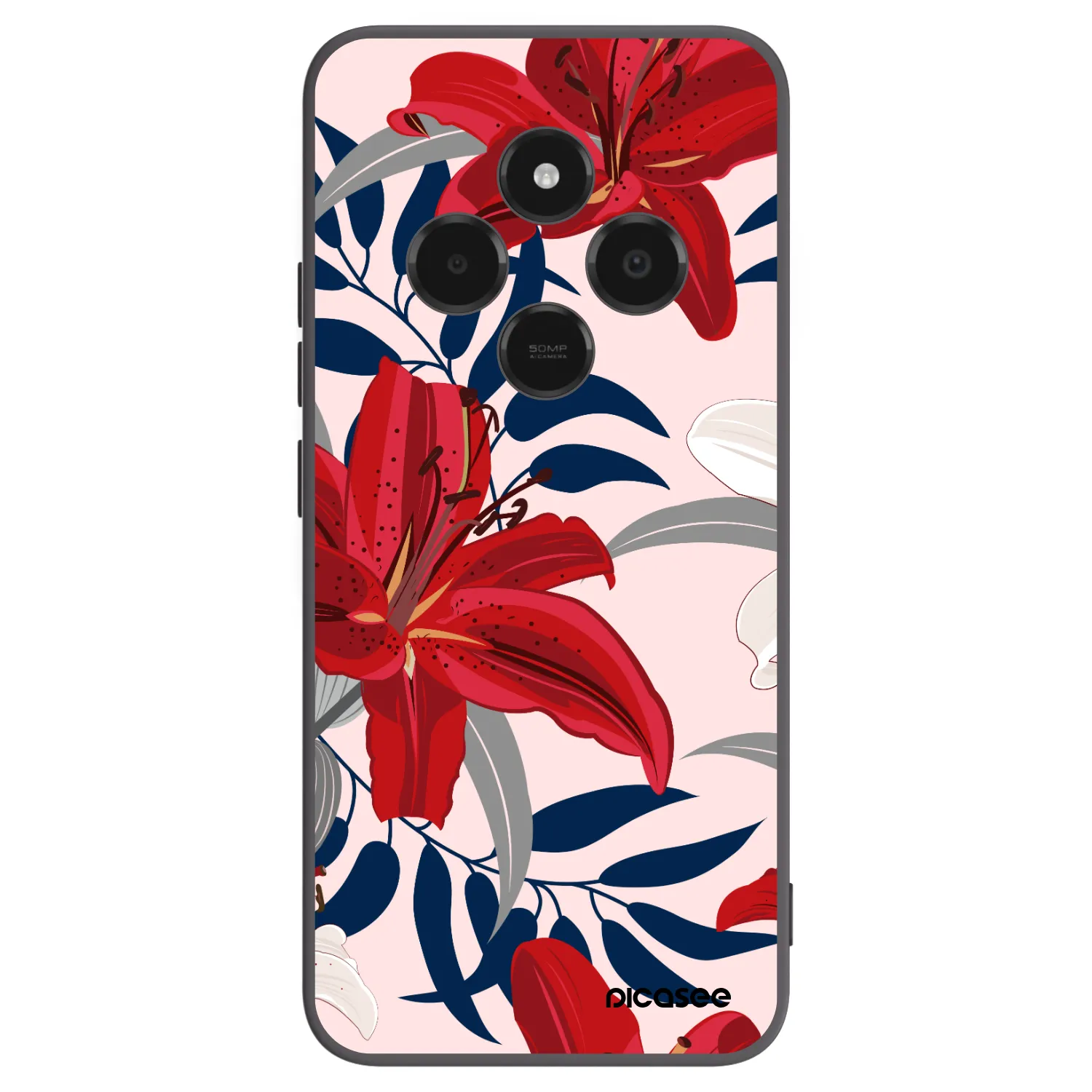 Picasee silikónový čierny obal pre Xiaomi Poco C75 - Red Lily