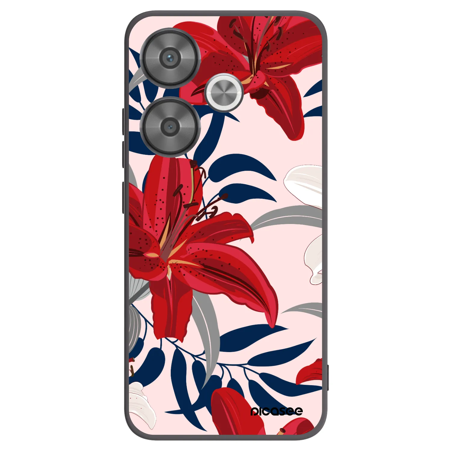 Silikónový čierny obal pre Xiaomi Poco F6 - Red Lily