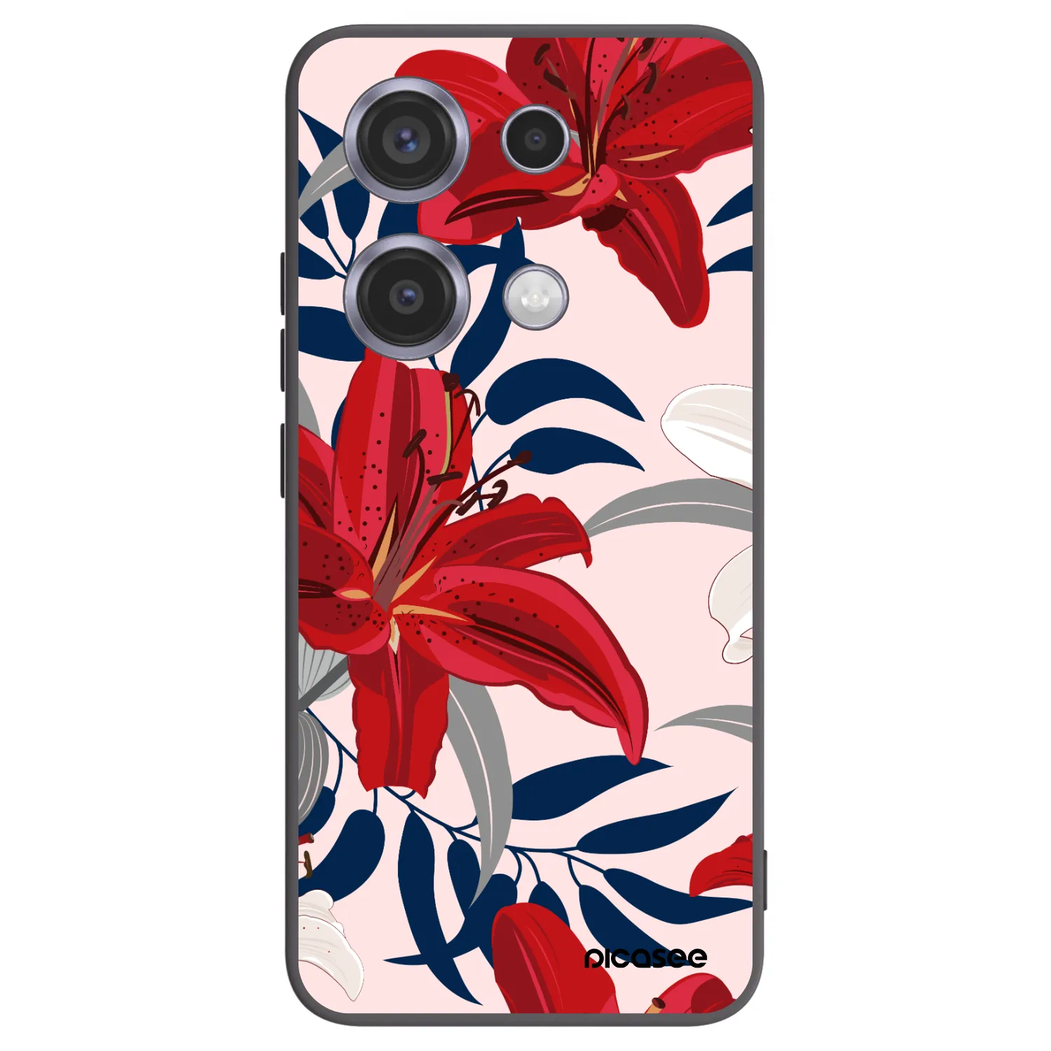 Picasee silikónový čierny obal pre Xiaomi Redmi Note 14S - Red Lily