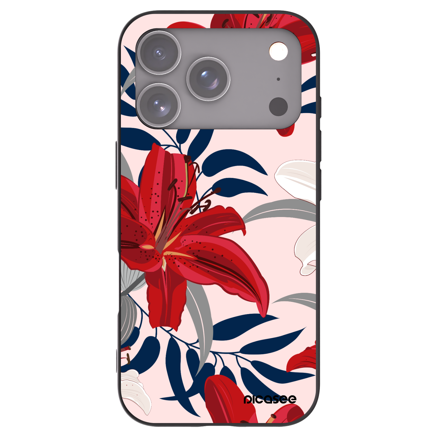 Picasee silikónový čierny obal pre Apple iPhone 17 Pro - Red Lily