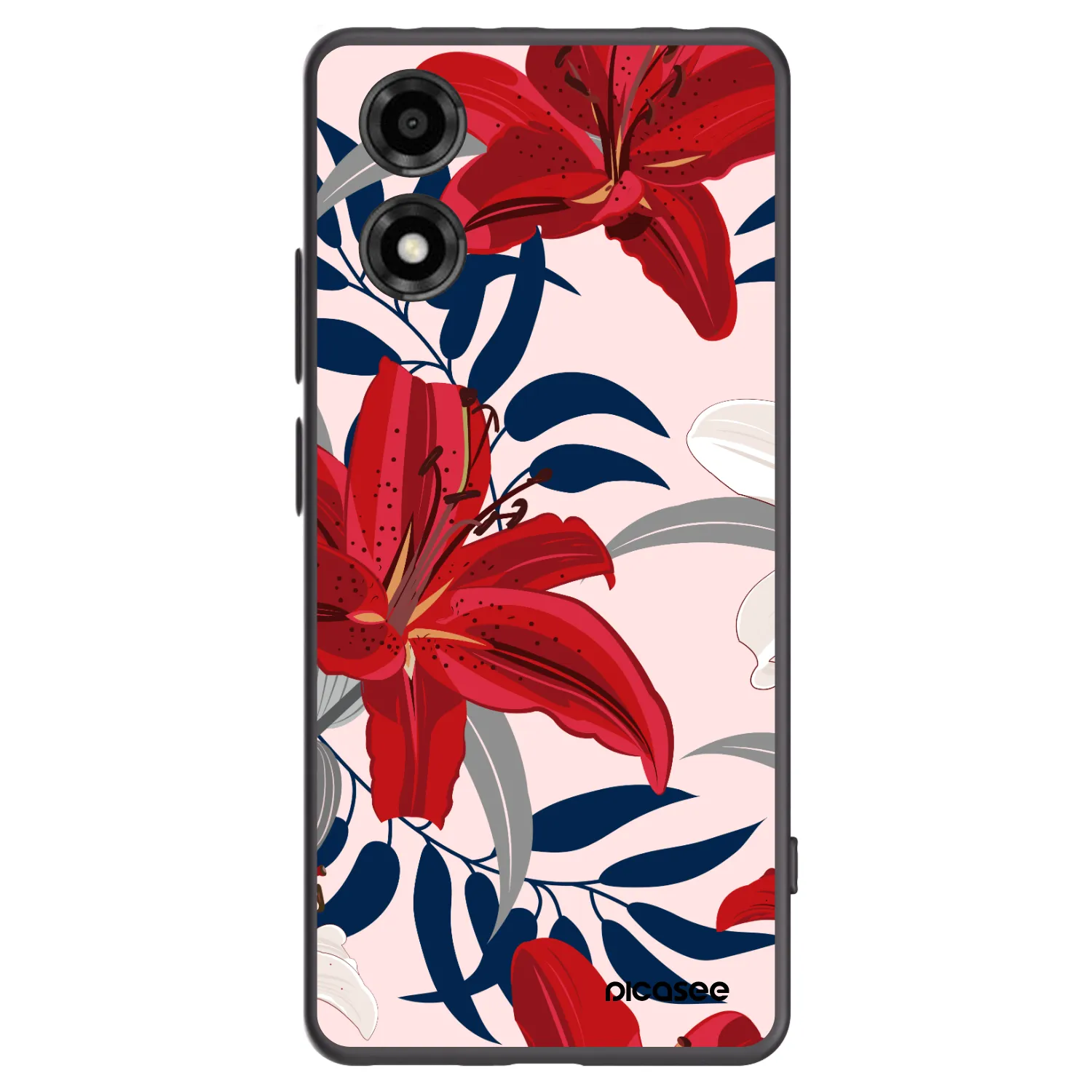 Picasee silikónový čierny obal pre Motorola Moto E14 - Red Lily