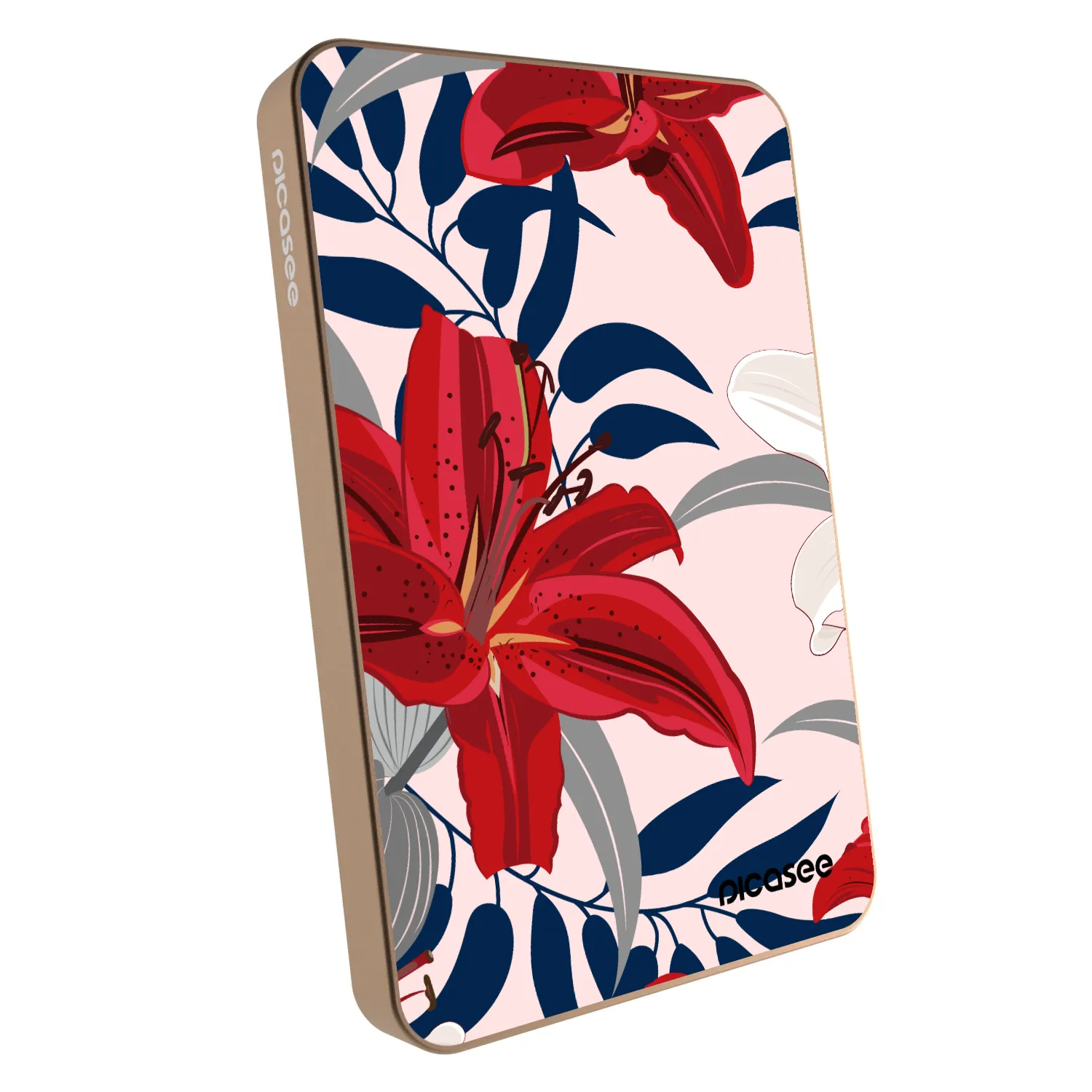 Picasee Powerbanka s MagSafe 5 000 mAh Zlatá - Red Lily