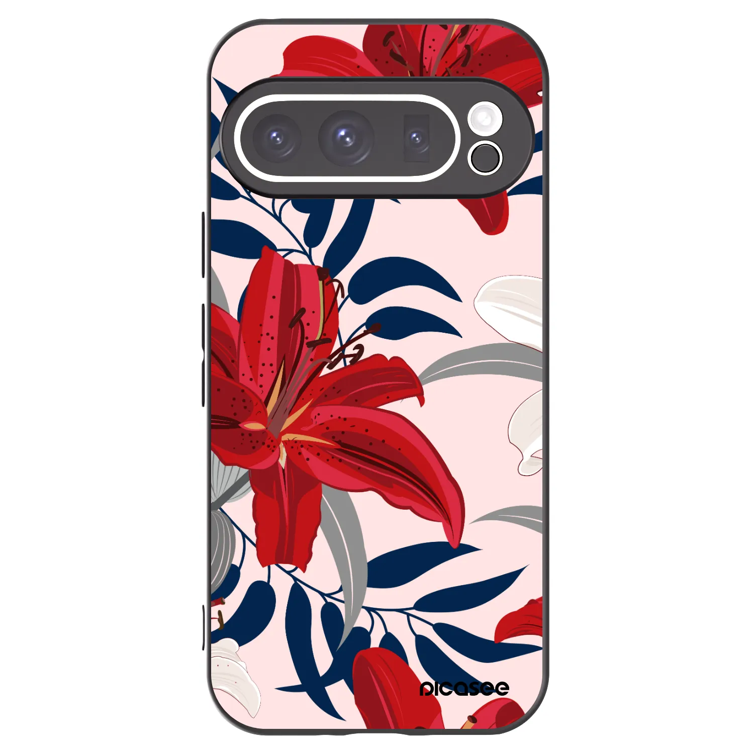 Picasee silikónový čierny obal pre Google Pixel 9 Pro XL - Red Lily