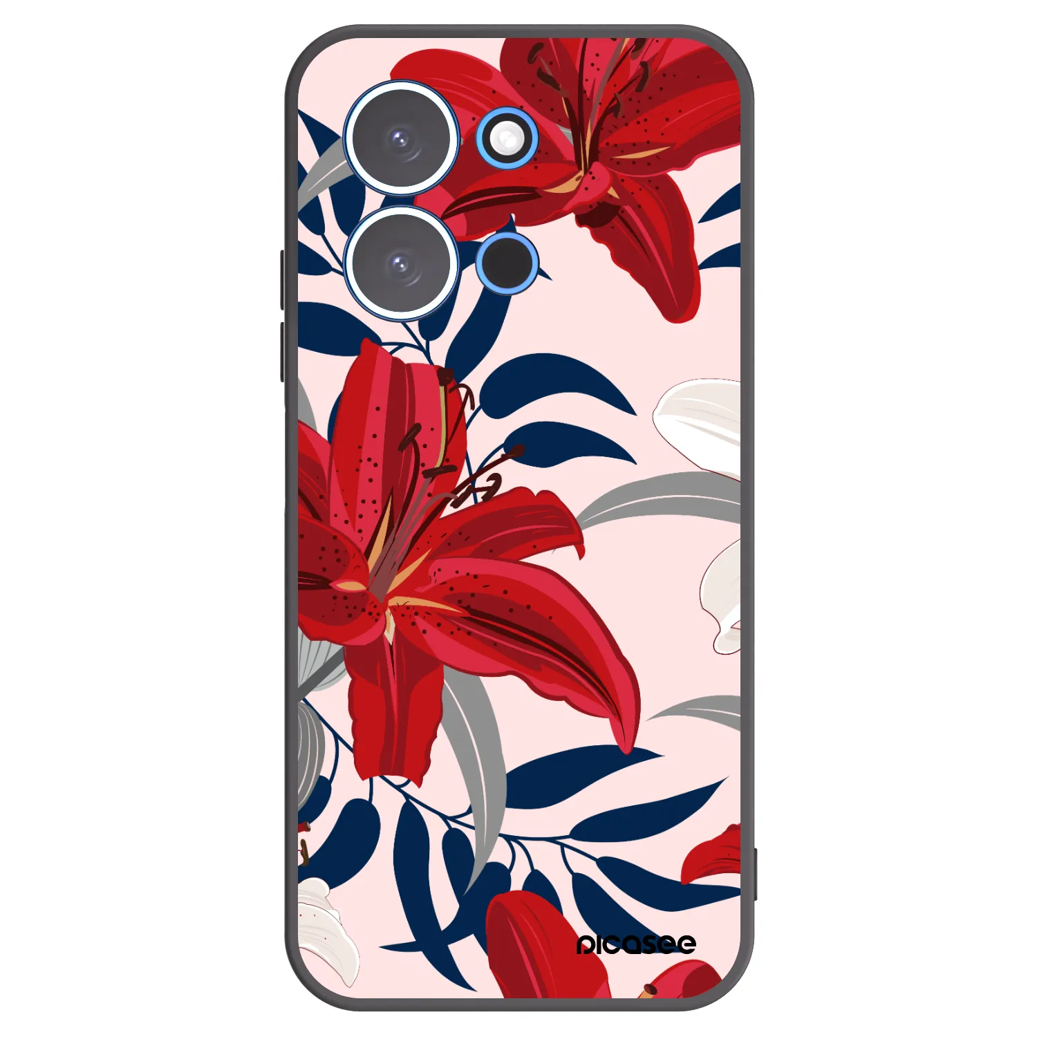 Silikónový čierny obal pre Xiaomi Redmi 15C 4G - Red Lily