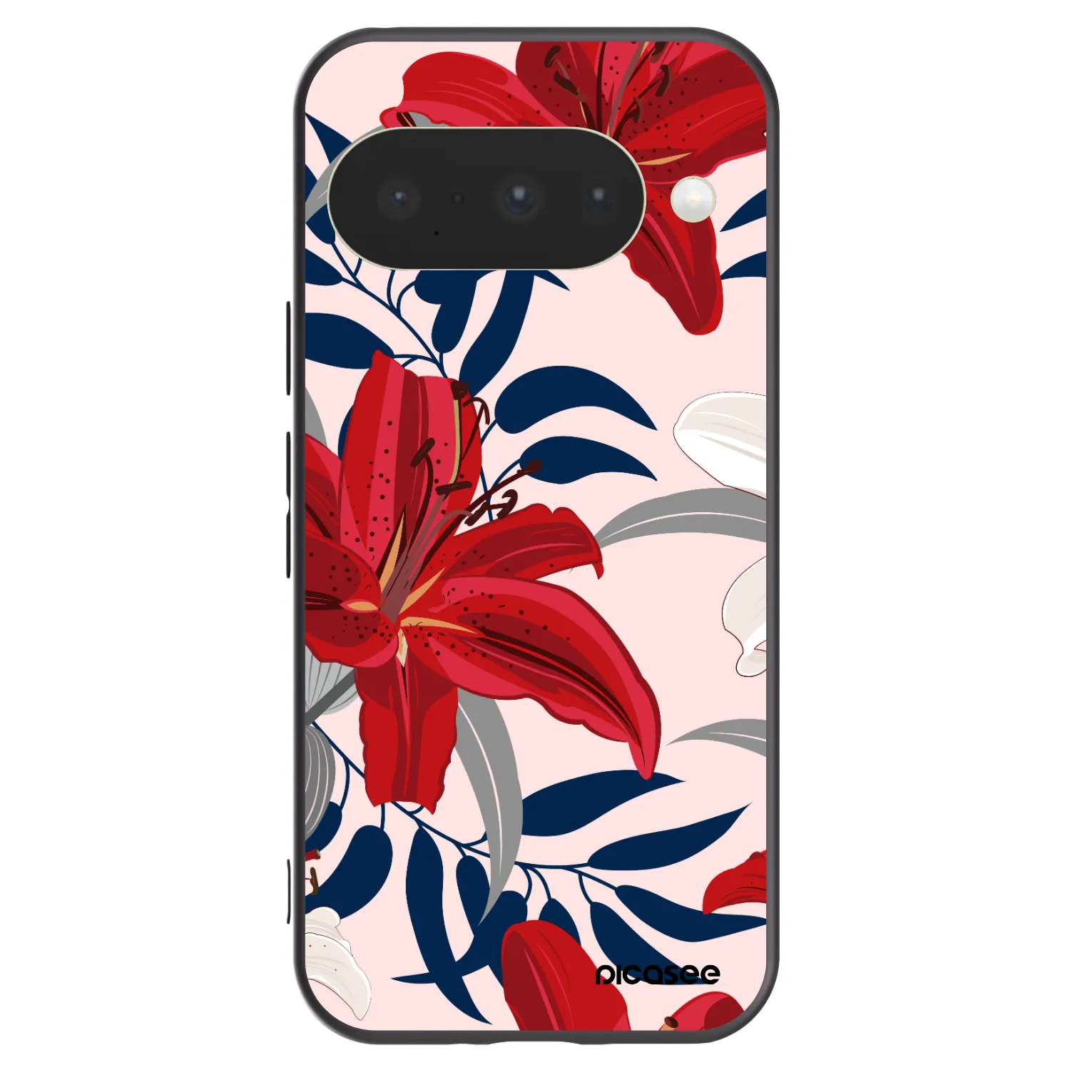 Picasee silikónový čierny obal pre Google Pixel 10 - Red Lily