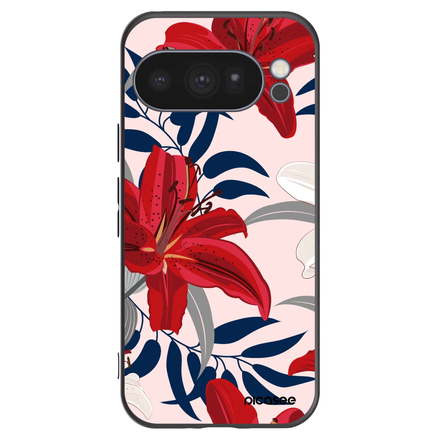Picasee silikónový čierny obal pre Google Pixel 10 Pro - Red Lily