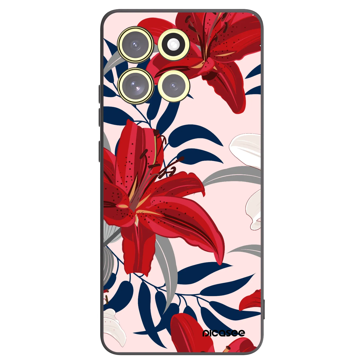 Picasee silikónový čierny obal pre Motorola Moto G86 Power 5G - Red Lily