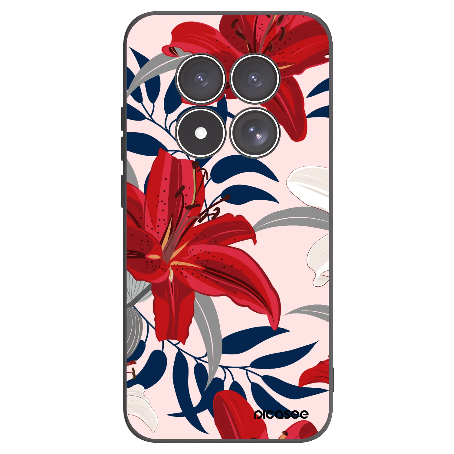 Picasee silikónový čierny obal pre Xiaomi Redmi Note 15 Pro 5G - Red Lily