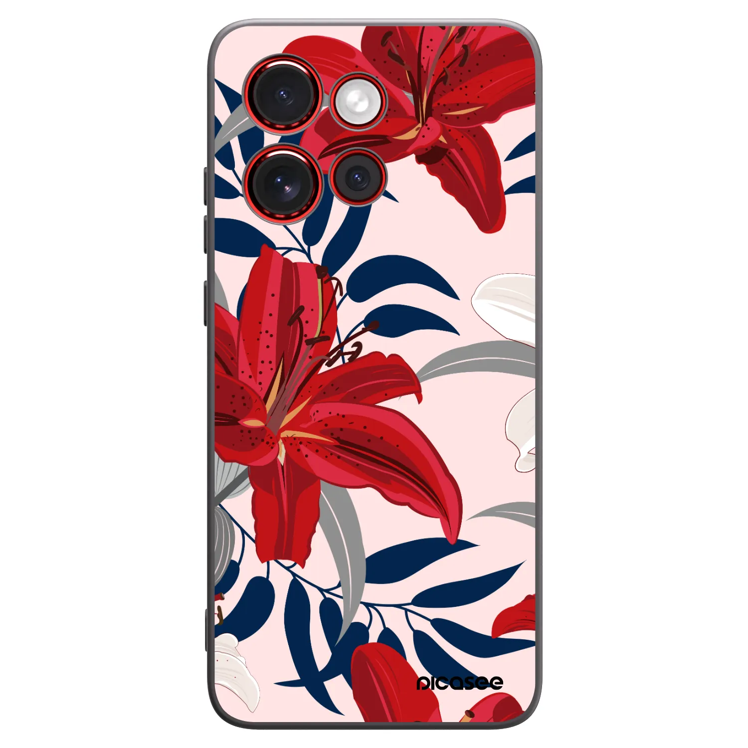 Picasee silikónový čierny obal pre Motorola Edge 60 Neo 5G - Red Lily