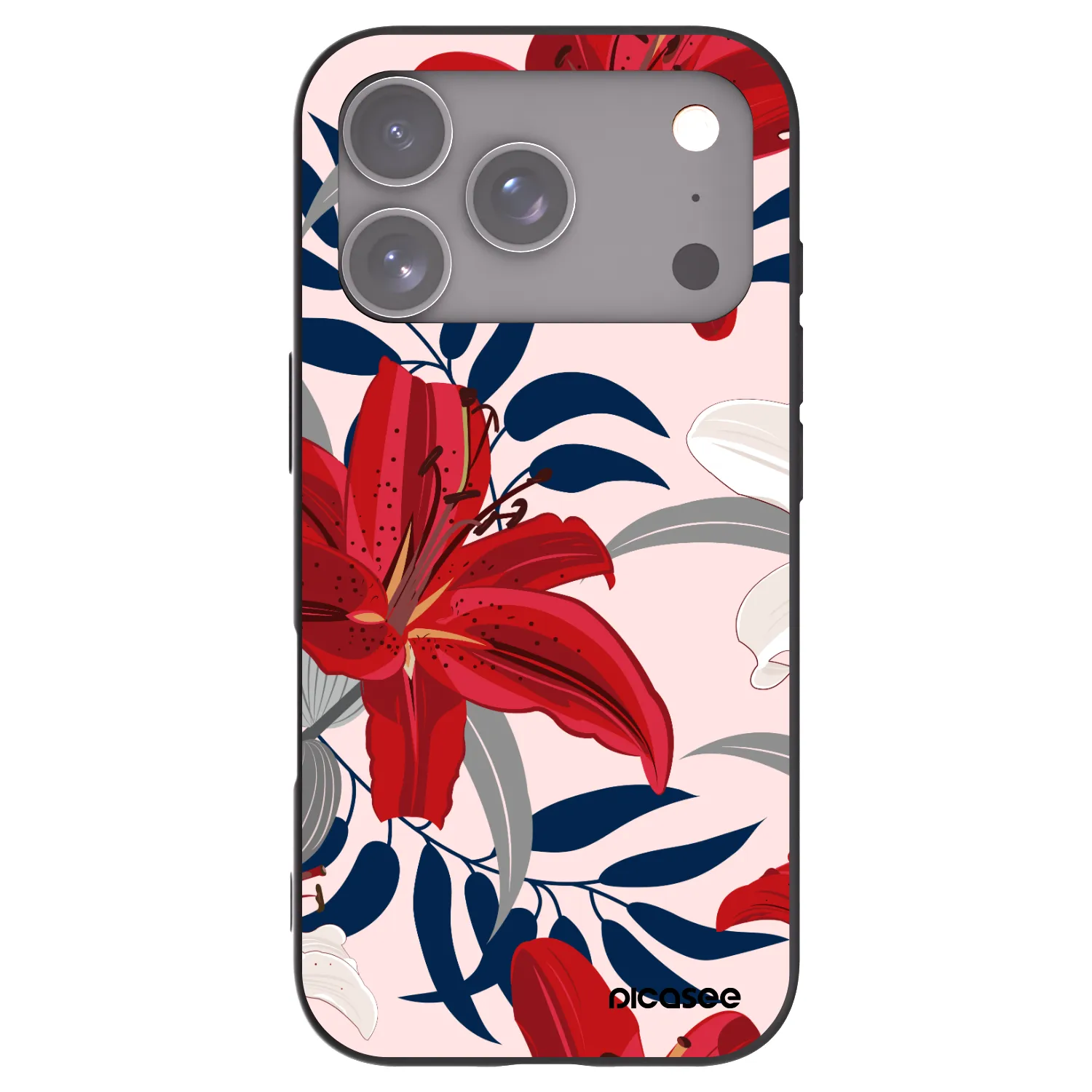 Picasee silikónový čierny obal pre Apple iPhone 18 Pro - Red Lily