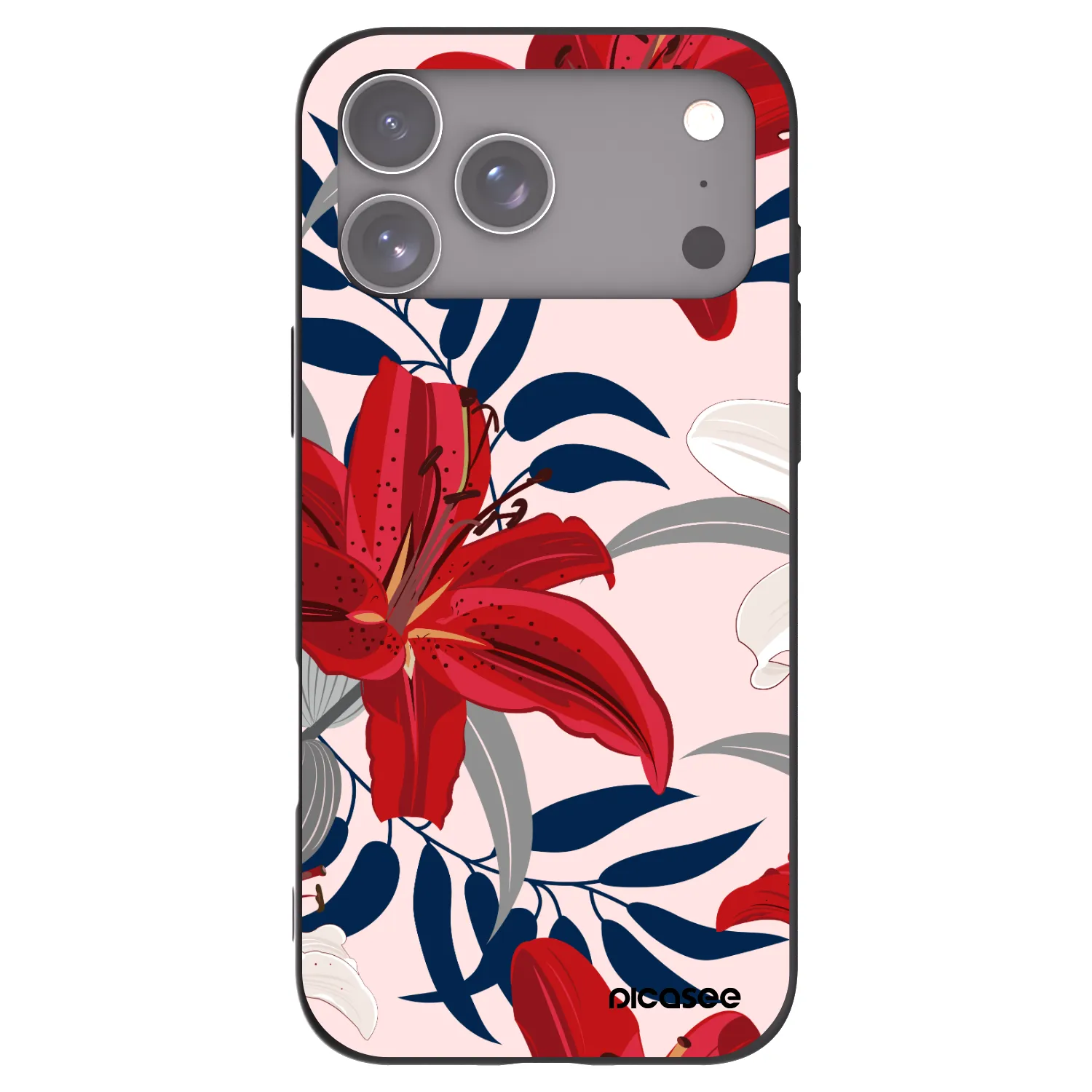 Picasee silikónový čierny obal pre Apple iPhone 18 Pro Max - Red Lily