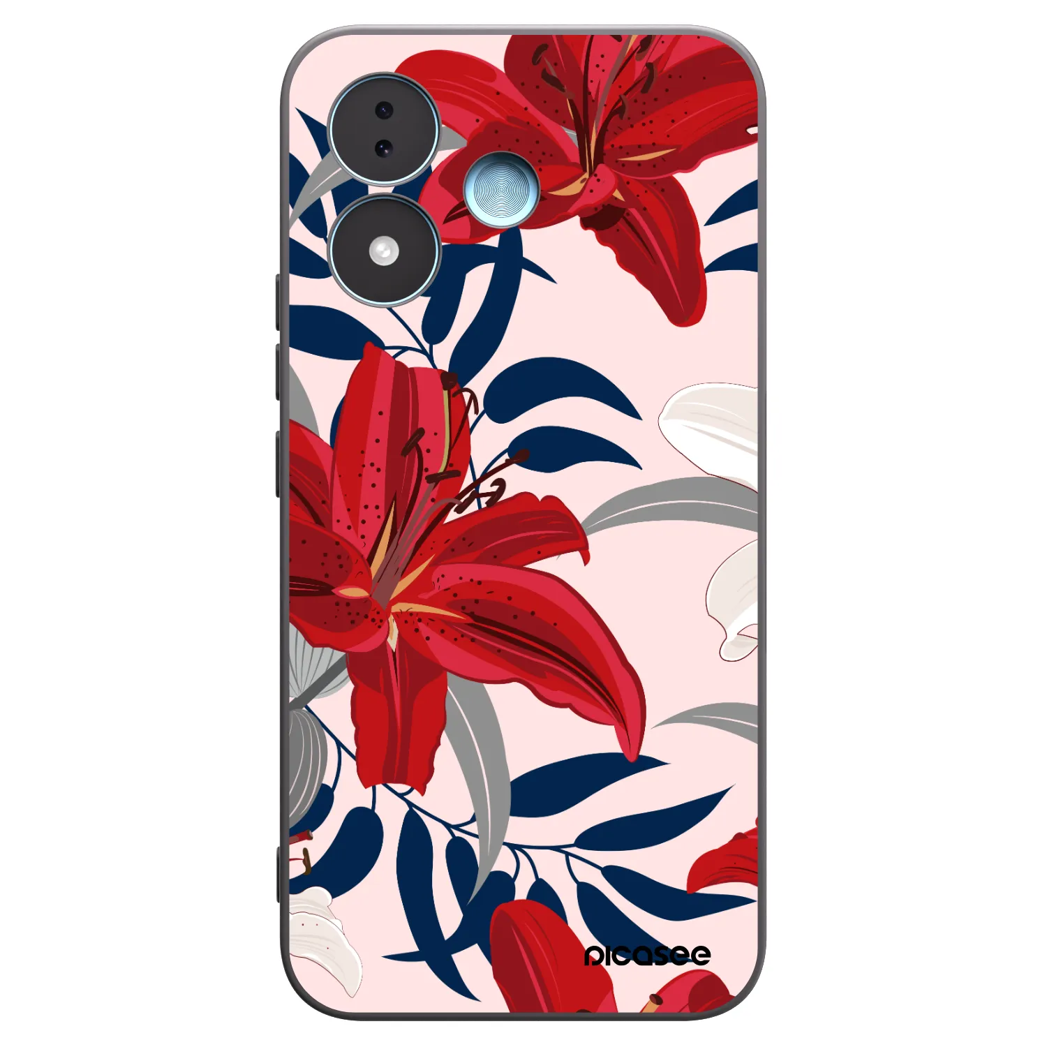 Picasee silikónový čierny obal pre Xiaomi Redmi Note 17 5G - Red Lily
