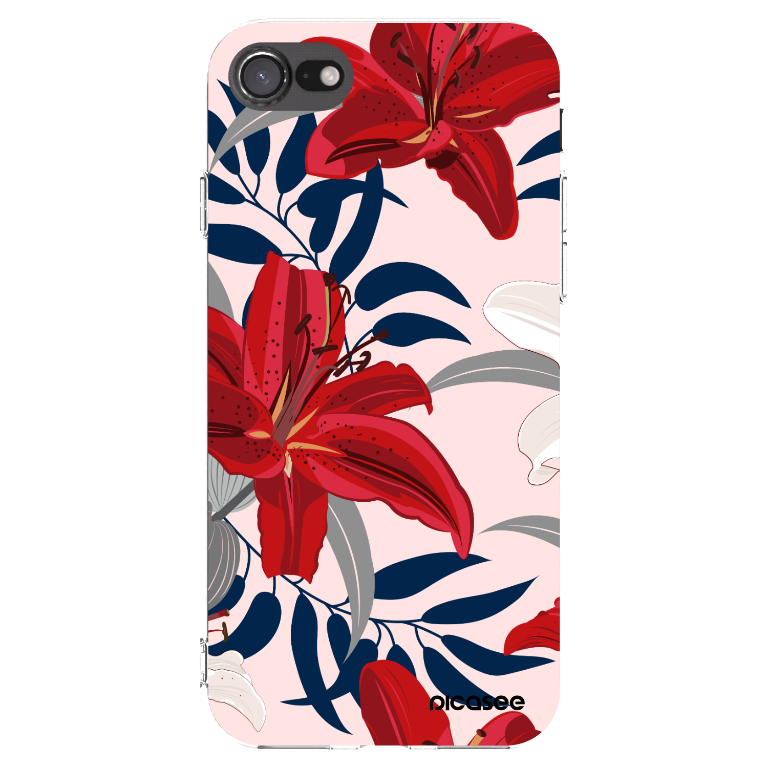 Picasee silikónový prehľadný obal pre Apple iPhone 8 - Red Lily