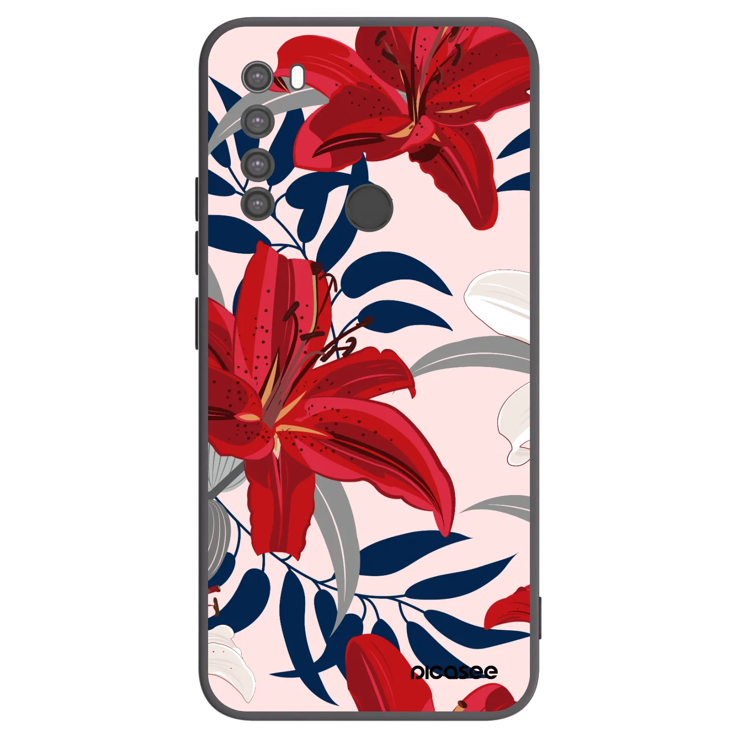 Picasee silikónový čierny obal pre Xiaomi Redmi Note 8 - Red Lily