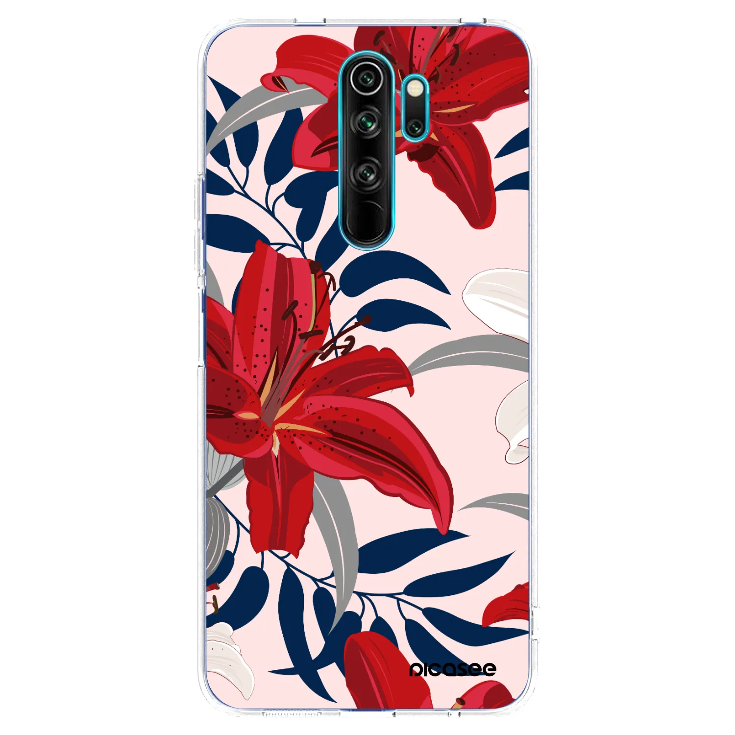 Picasee silikónový prehľadný obal pre Xiaomi Redmi Note 8 Pro - Red Lily