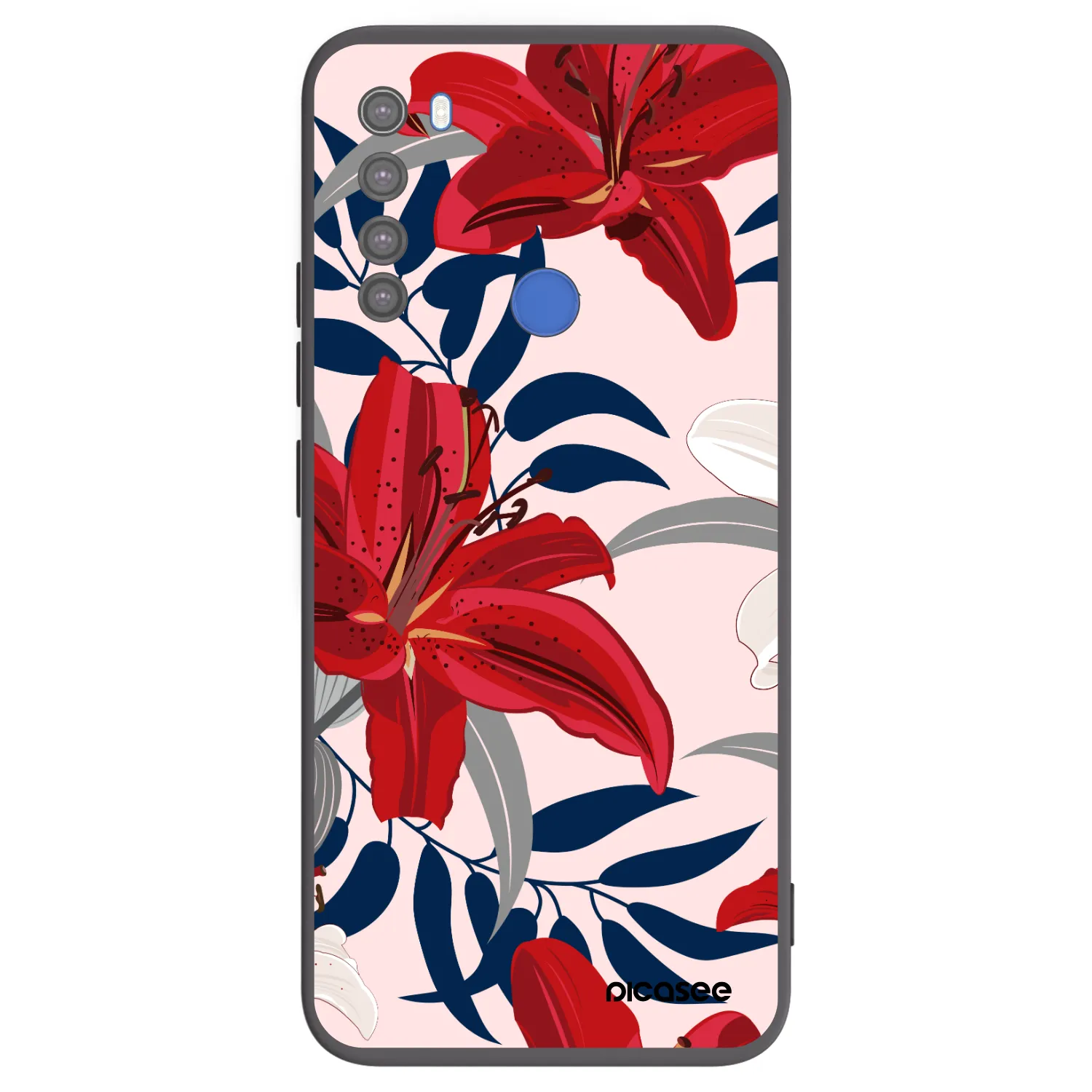 Picasee silikónový čierny obal pre Xiaomi Redmi Note 8T - Red Lily