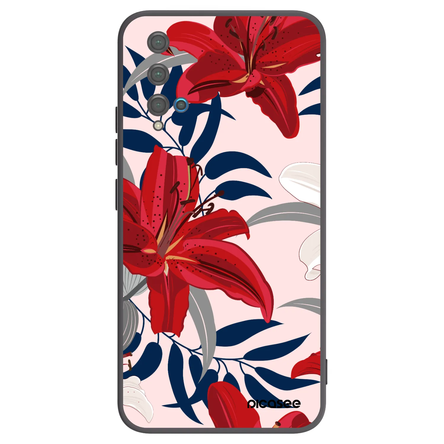 Picasee silikónový čierny obal pre Huawei Nova 5T - Red Lily
