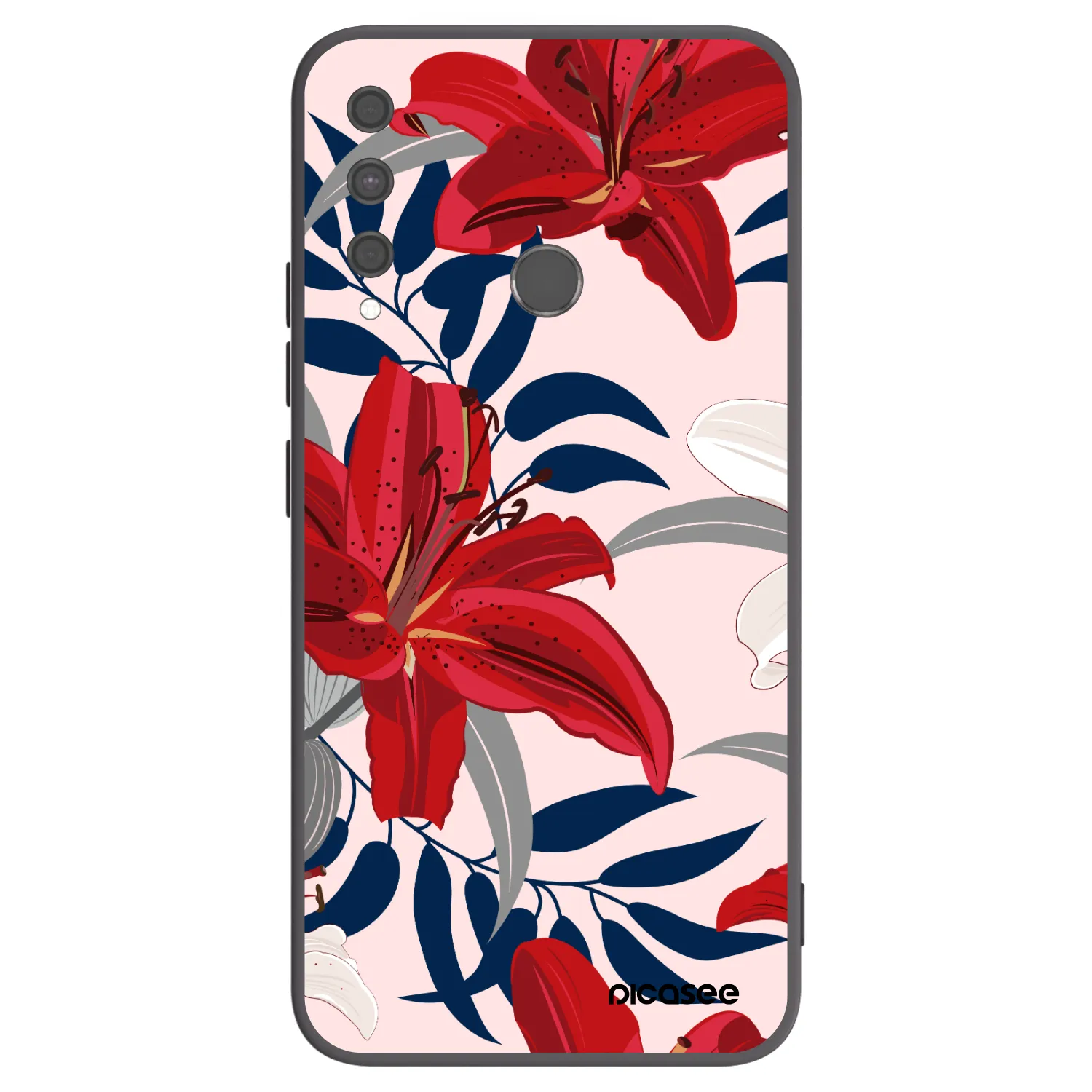 Picasee silikónový čierny obal pre Huawei P40 Lite E - Red Lily