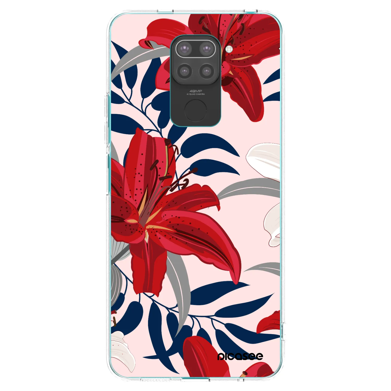 Picasee silikónový čierny obal pre Xiaomi Redmi Note 9 - Red Lily