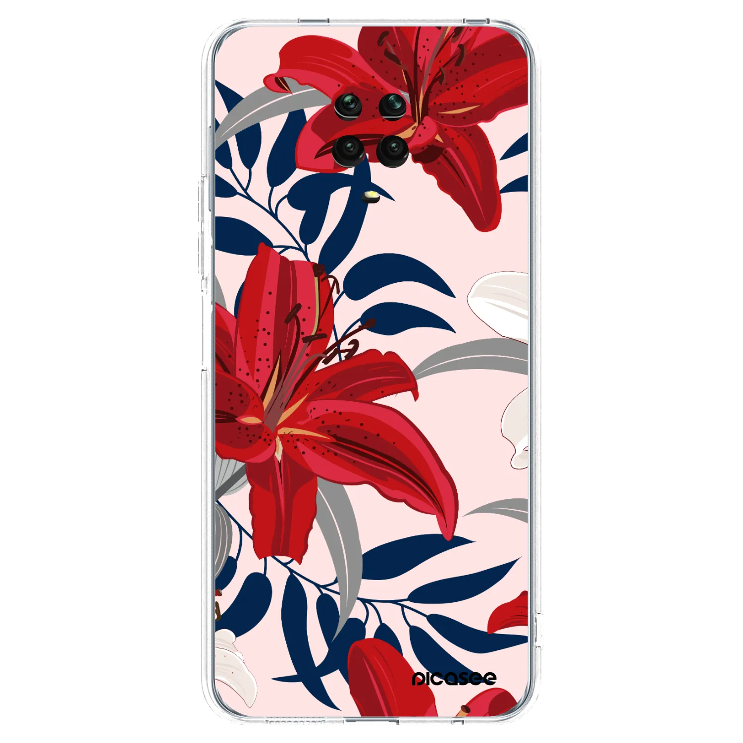 Picasee silikónový prehľadný obal pre Xiaomi Redmi Note 9S - Red Lily