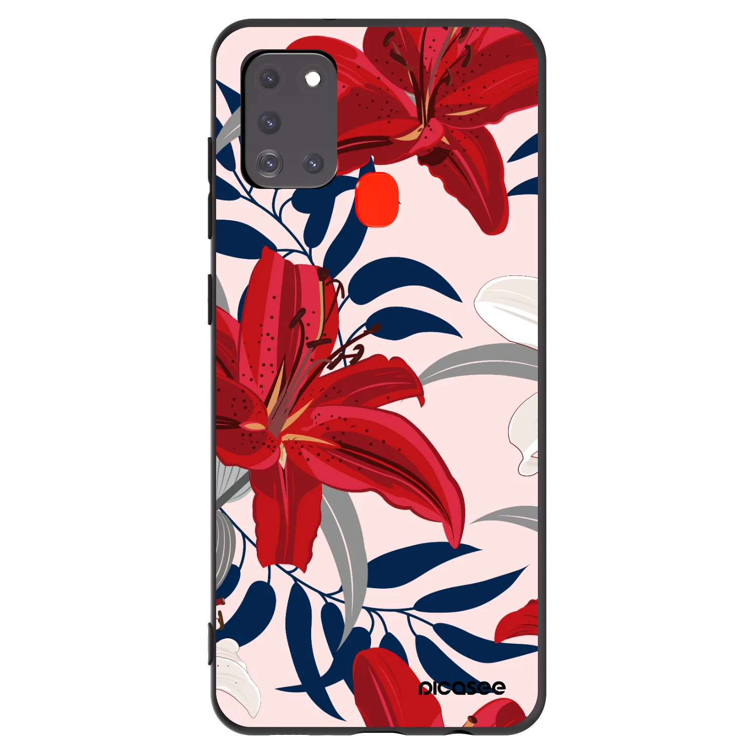 Picasee silikónový čierny obal pre Samsung Galaxy A21s - Red Lily