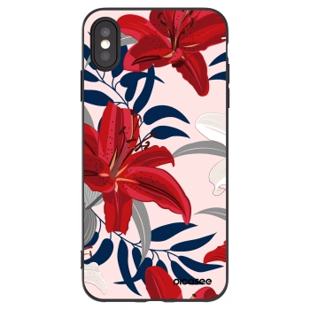 Picasee silikónový čierny obal pre Apple iPhone XS Max - Red Lily