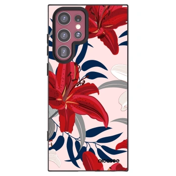 Picasee silikónový čierny obal pre Samsung Galaxy S22 Ultra 5G - Red Lily