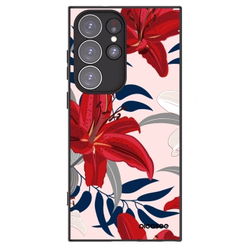 Picasee silikónový čierny obal pre Samsung Galaxy S23 Ultra 5G - Red Lily