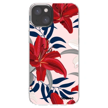 Picasee silikónový prehľadný obal pre Apple iPhone 15 Plus - Red Lily