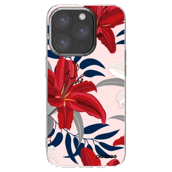 Picasee silikónový prehľadný obal pre Apple iPhone 15 Pro - Red Lily