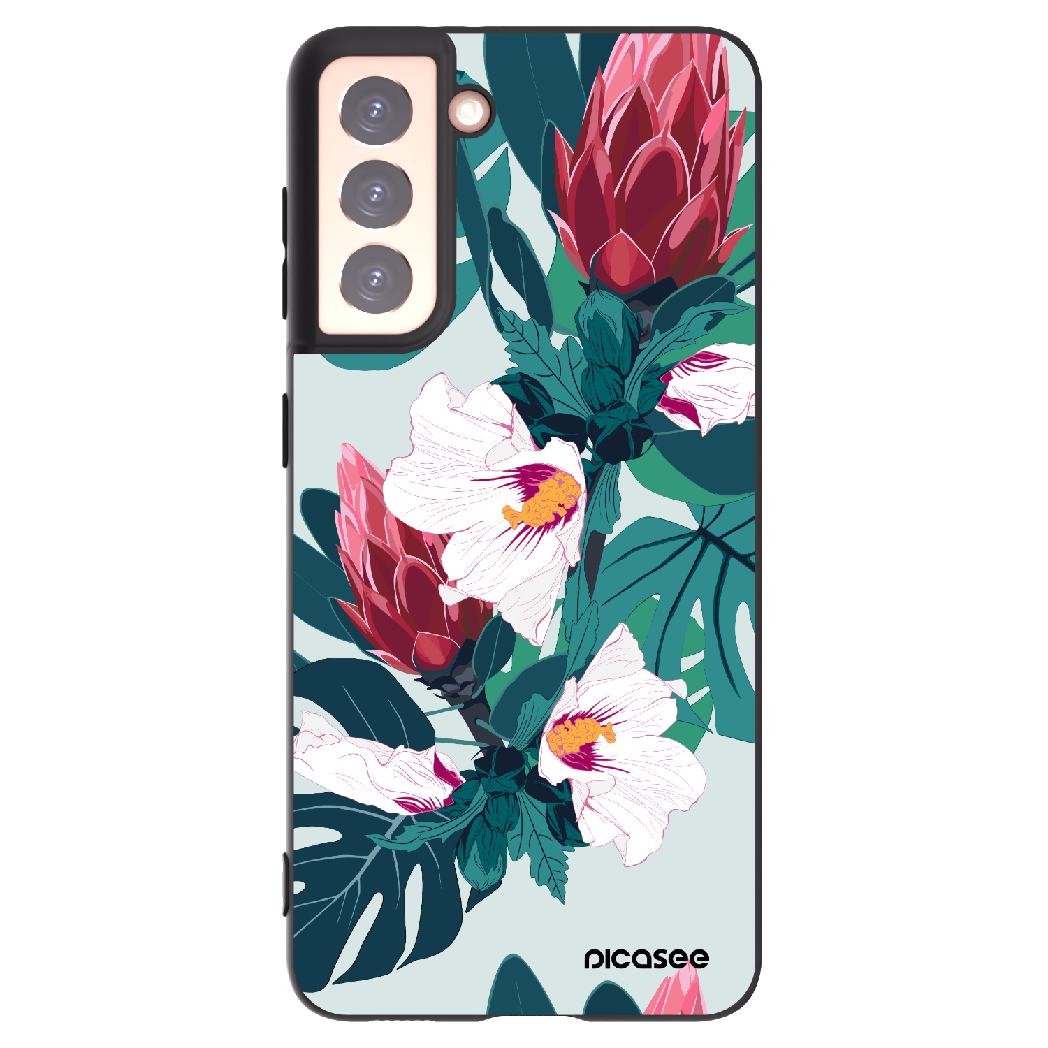 Silikónový čierny obal pre Samsung Galaxy S21 5G G991B - Rhododendron