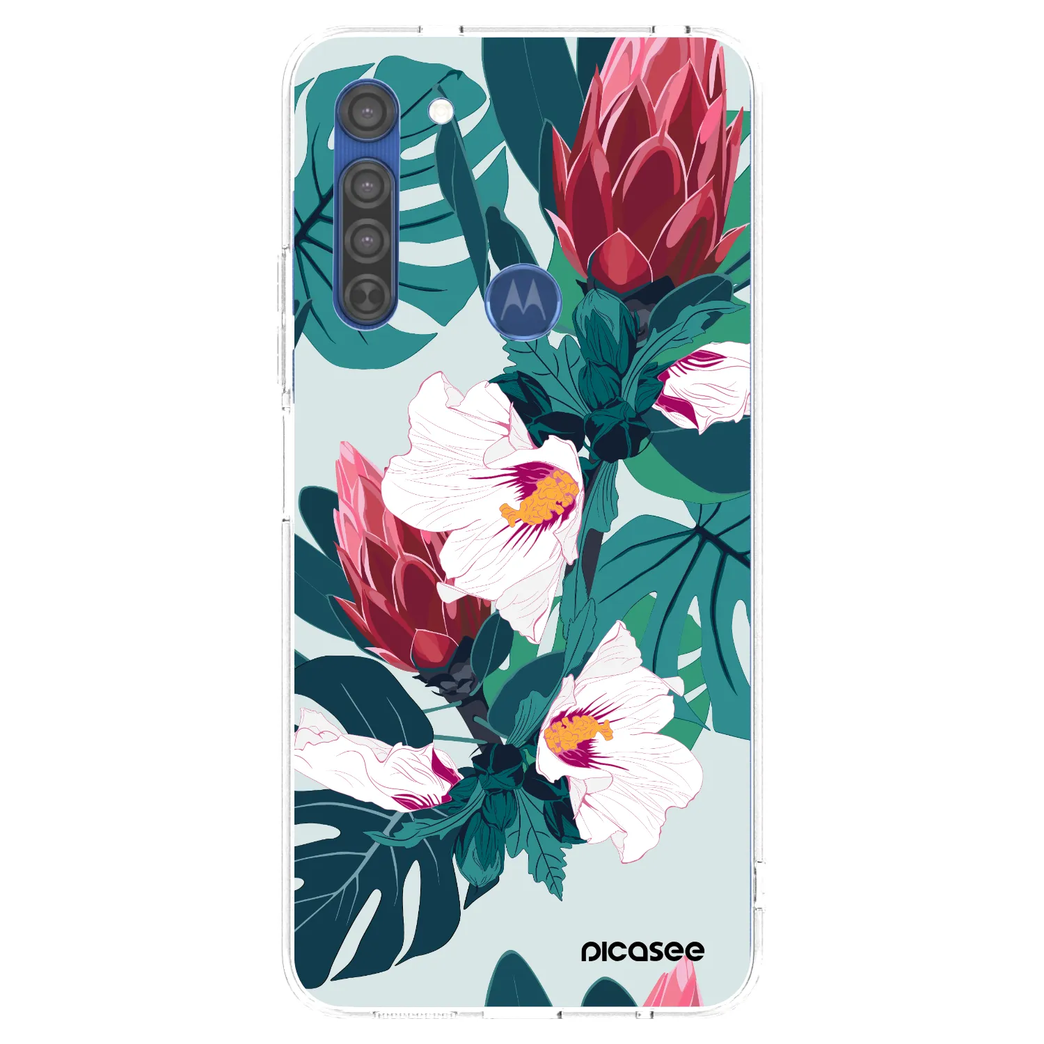 Picasee silikónový prehľadný obal pre Motorola Moto G8 - Rhododendron