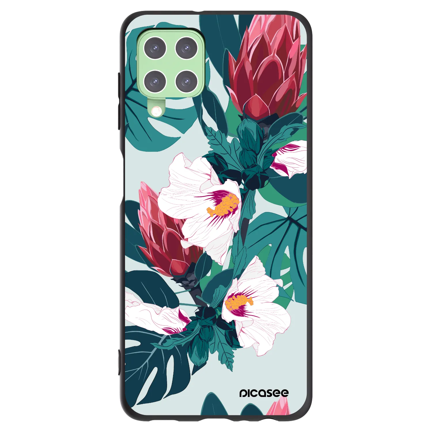 Picasee silikónový čierny obal pre Samsung Galaxy A22 A225F 4G - Rhododendron