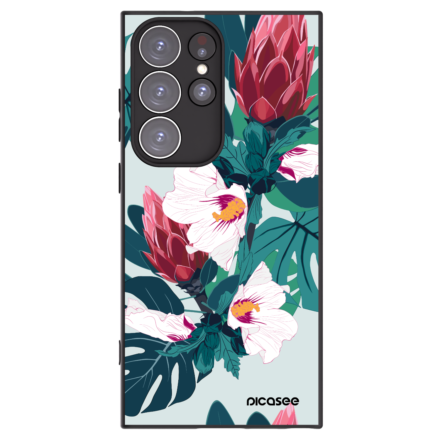 Picasee silikónový čierny obal pre Samsung Galaxy S23 Ultra 5G - Rhododendron