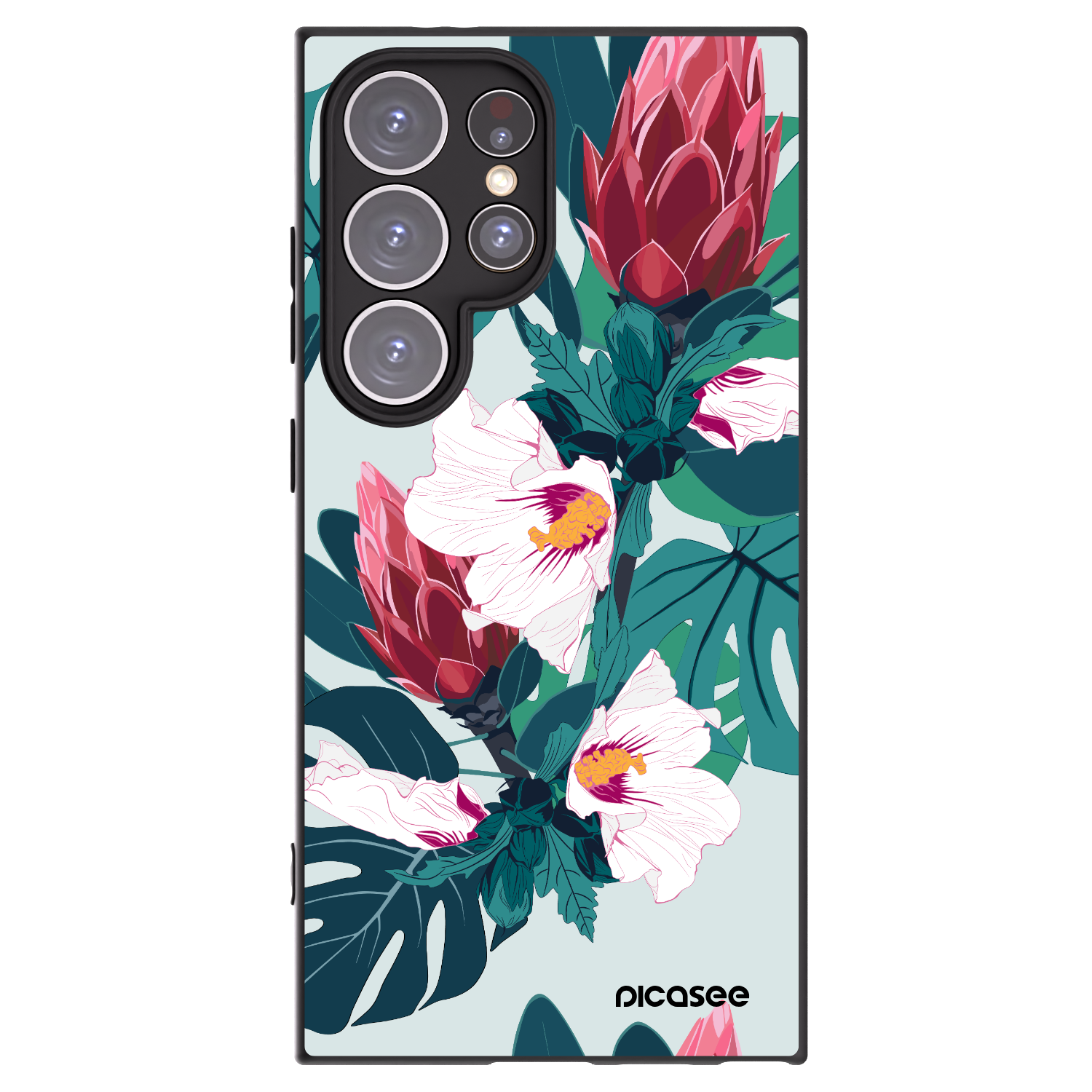 Picasee silikónový čierny obal pre Samsung Galaxy S24 Ultra S928B 5G - Rhododendron