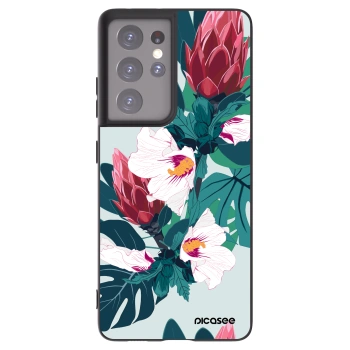 Picasee silikónový čierny obal pre Samsung Galaxy S21 Ultra 5G G998B - Rhododendron