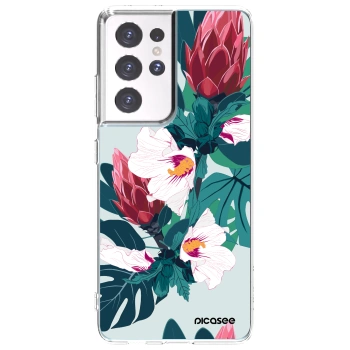 Picasee silikónový prehľadný obal pre Samsung Galaxy S21 Ultra 5G G998B - Rhododendron