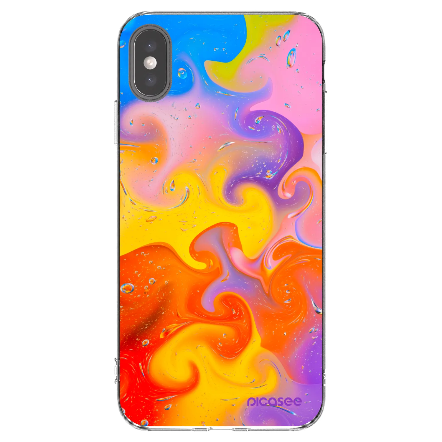 Picasee silikónový prehľadný obal pre Apple iPhone XS Max - Bubbles