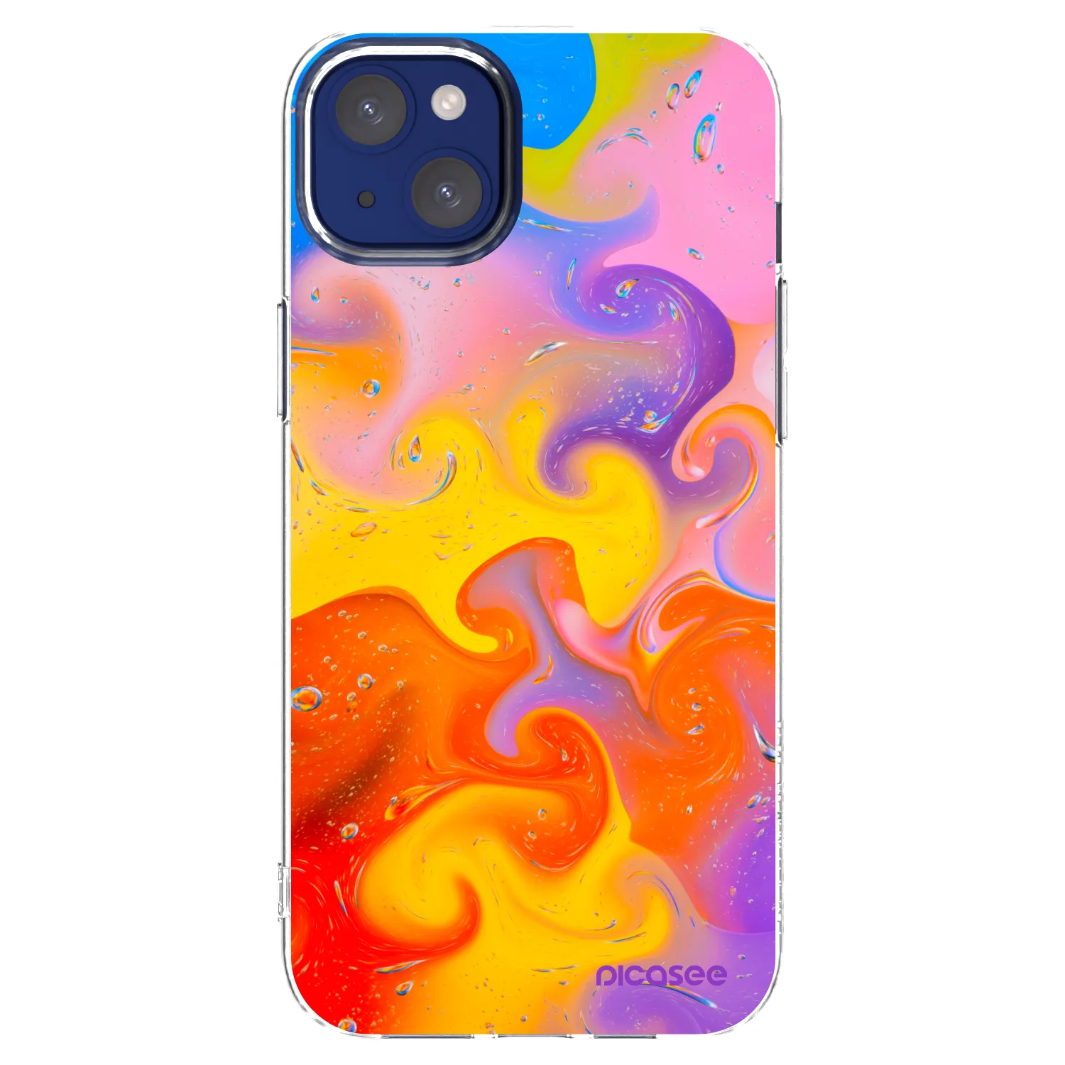 Picasee silikónový prehľadný obal pre Apple iPhone 14 Plus - Bubbles