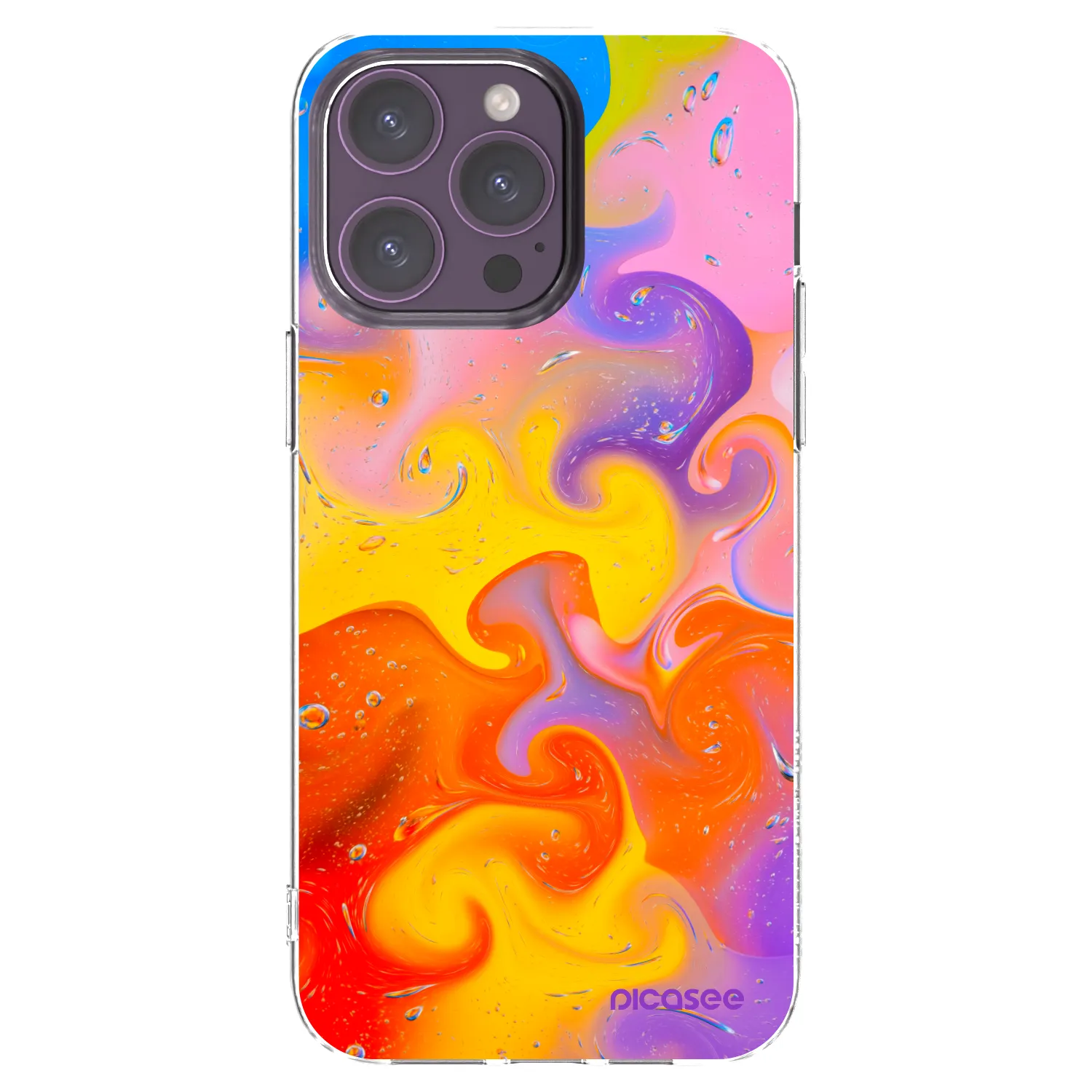 Picasee silikónový prehľadný obal pre Apple iPhone 14 Pro Max - Bubbles