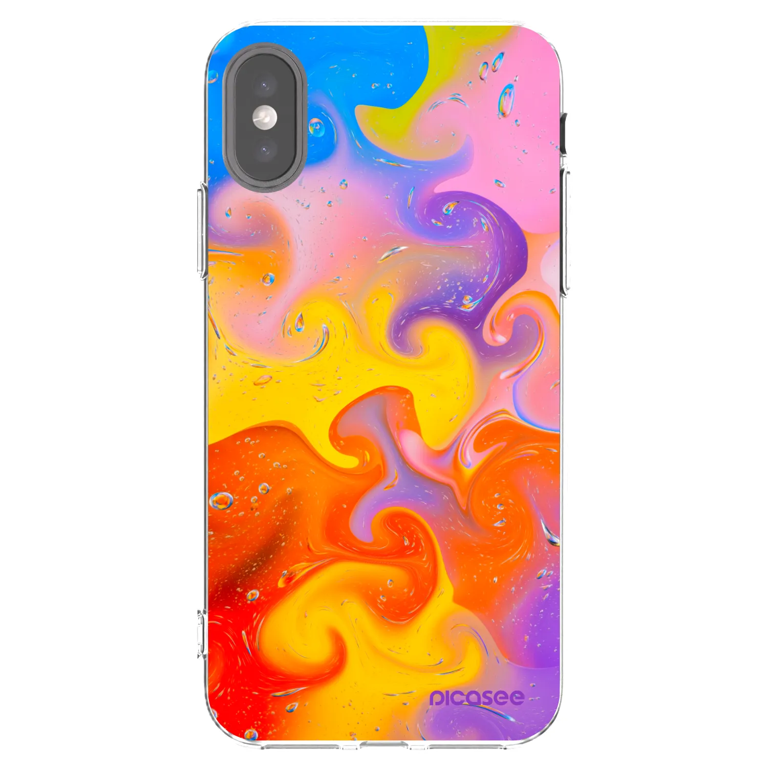 Picasee silikónový prehľadný obal pre Apple iPhone X/XS - Bubbles