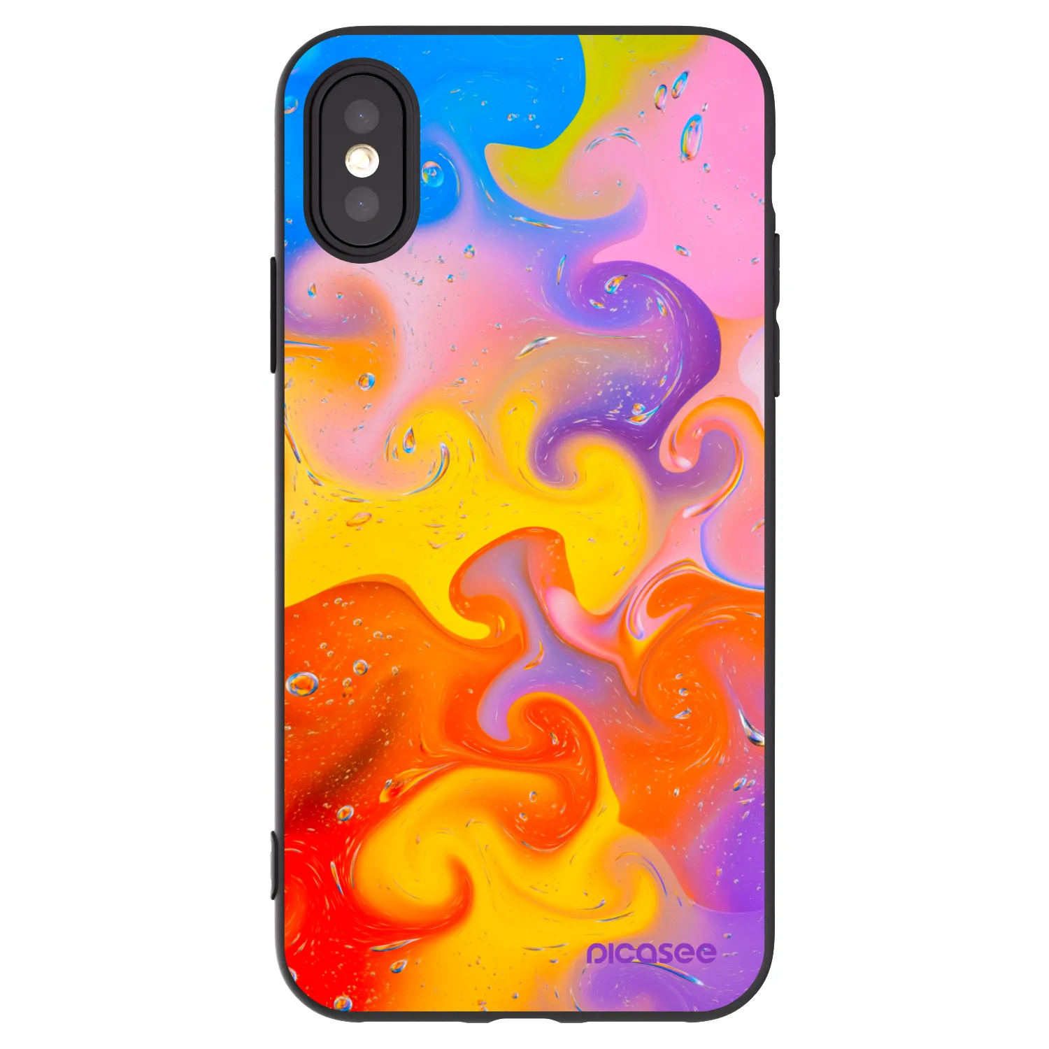 Picasee silikónový čierny obal pre Apple iPhone X/XS - Bubbles