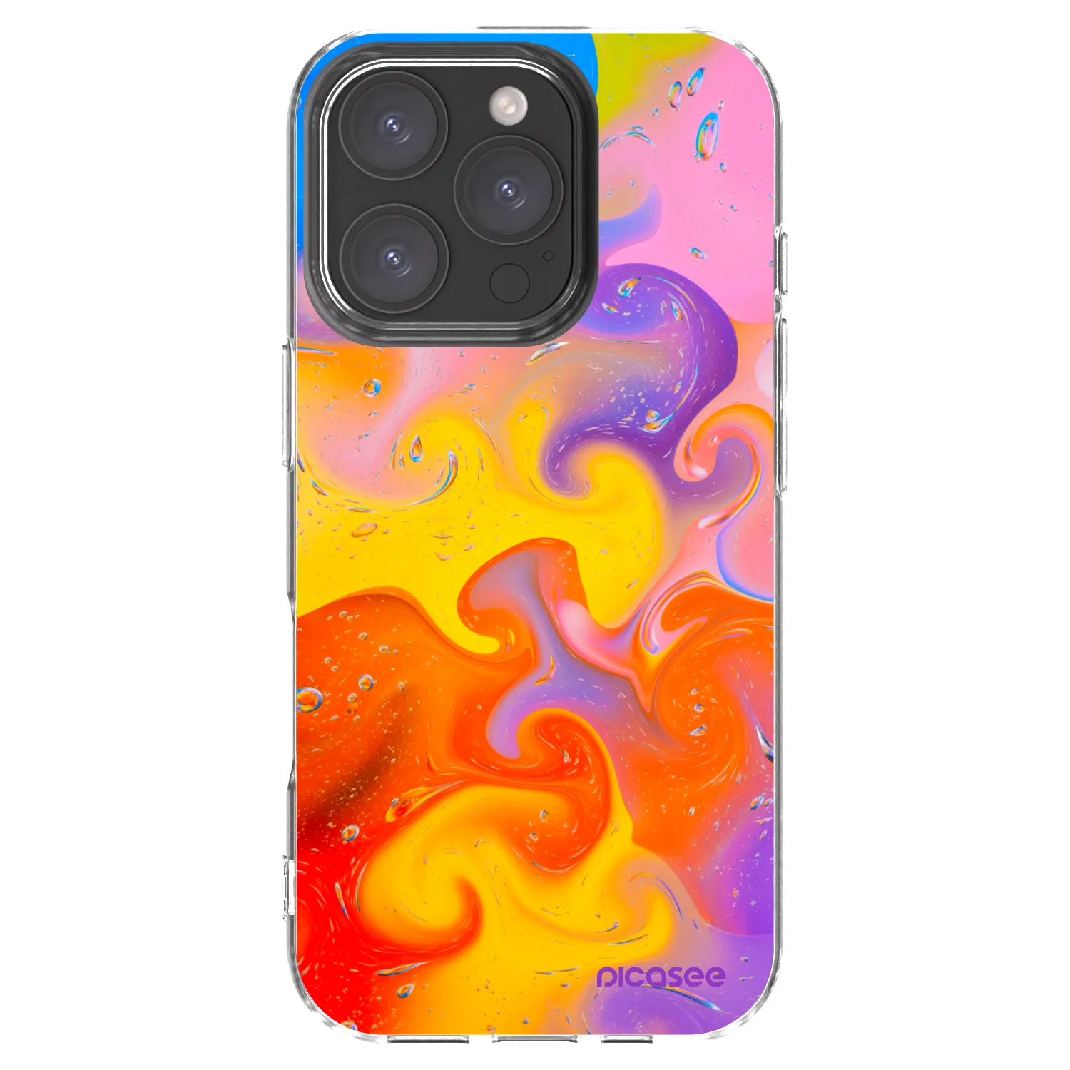 Picasee silikónový prehľadný obal pre Apple iPhone 16 Pro - Bubbles