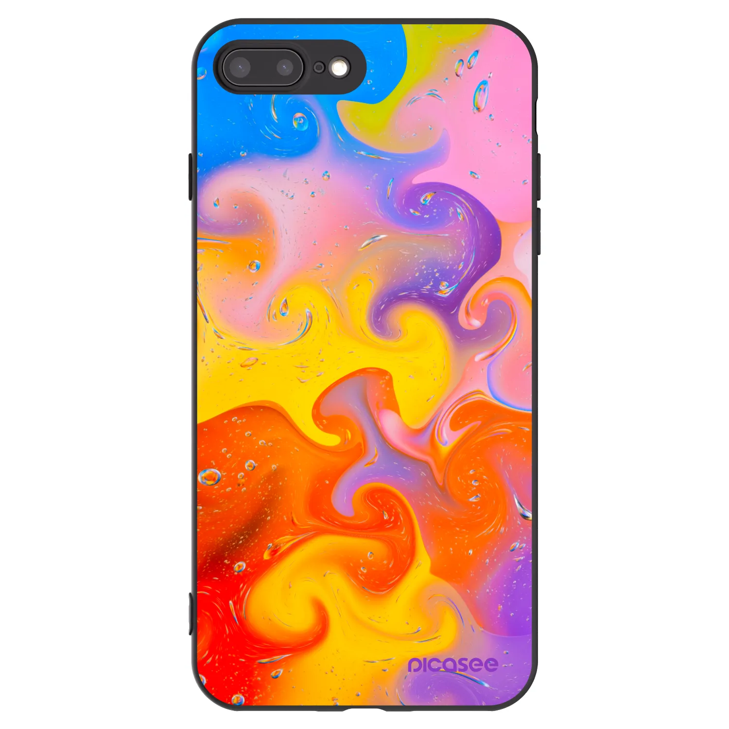 Picasee silikónový čierny obal pre Apple iPhone 7 Plus - Bubbles