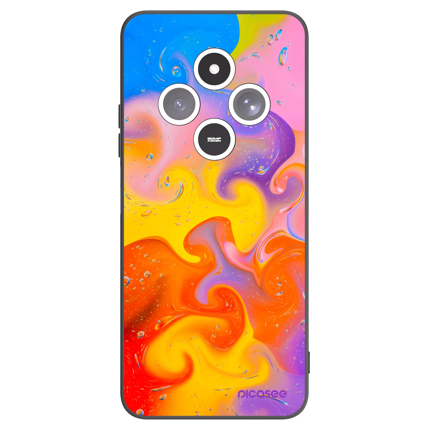 Picasee silikónový čierny obal pre Xiaomi Redmi 14C - Bubbles
