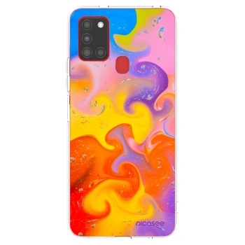 Picasee silikónový prehľadný obal pre Samsung Galaxy A21s - Bubbles