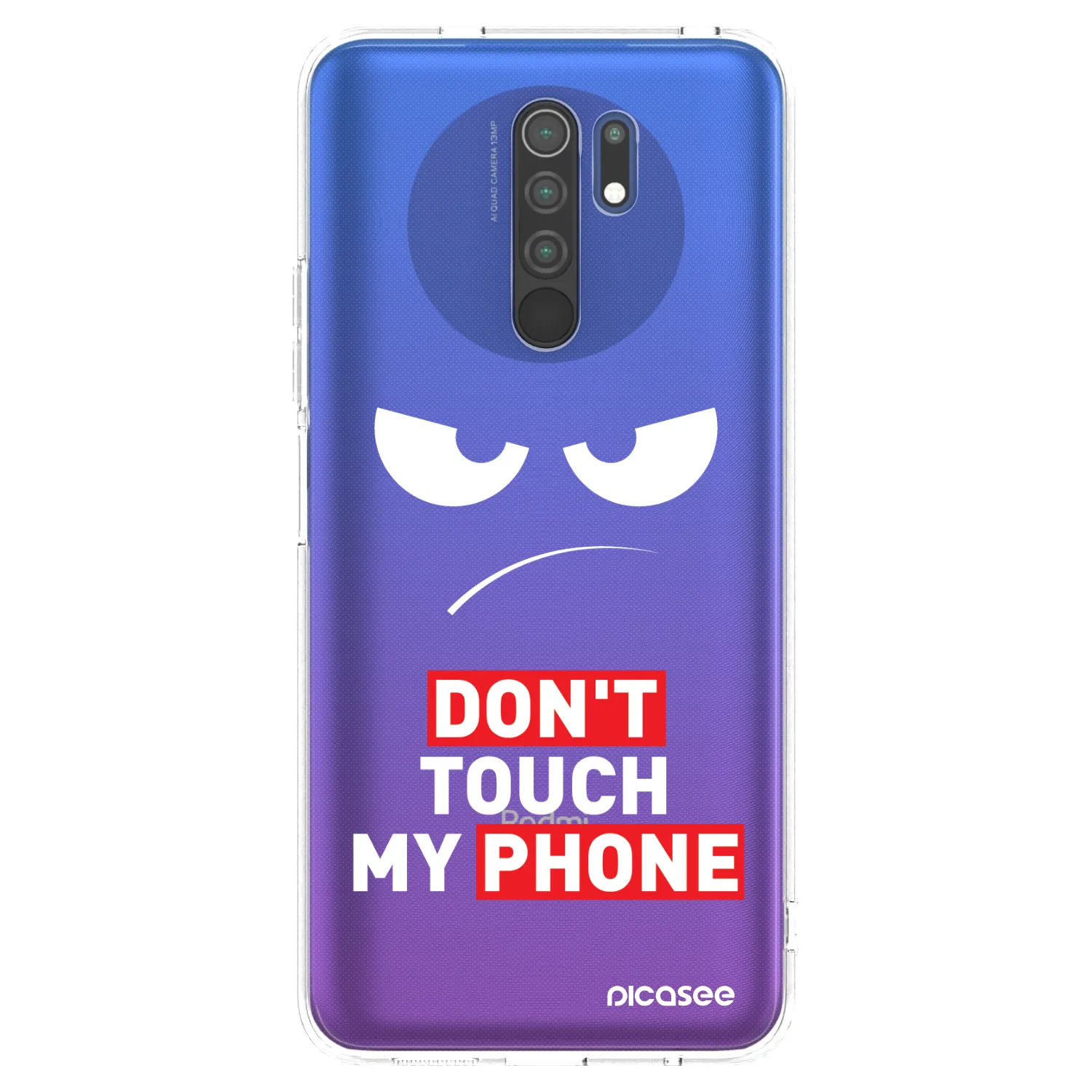 Silikónový prehľadný obal pre Xiaomi Redmi 9 - Angry Eyes - Transparent