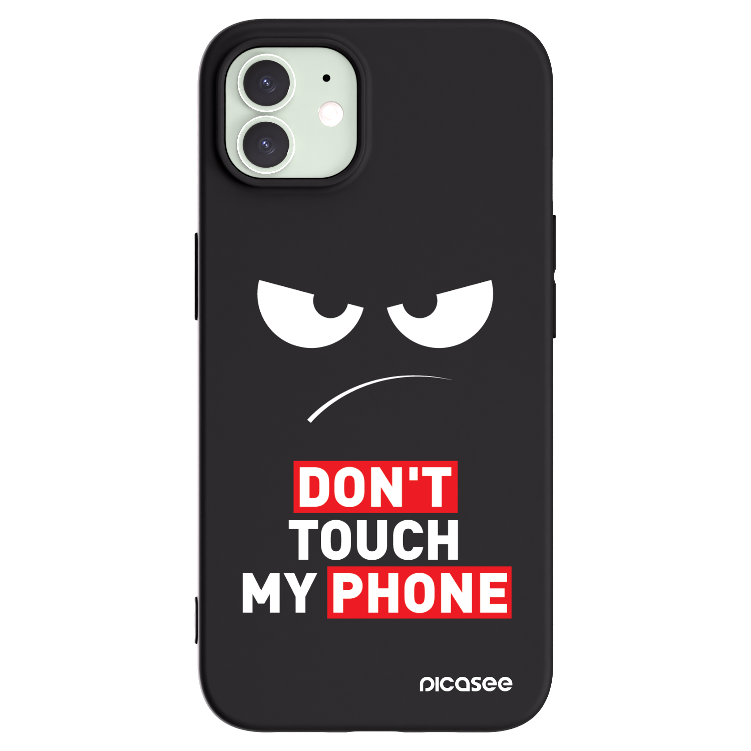 Silikónový čierny obal pre Apple iPhone 12 - Angry Eyes - Transparent