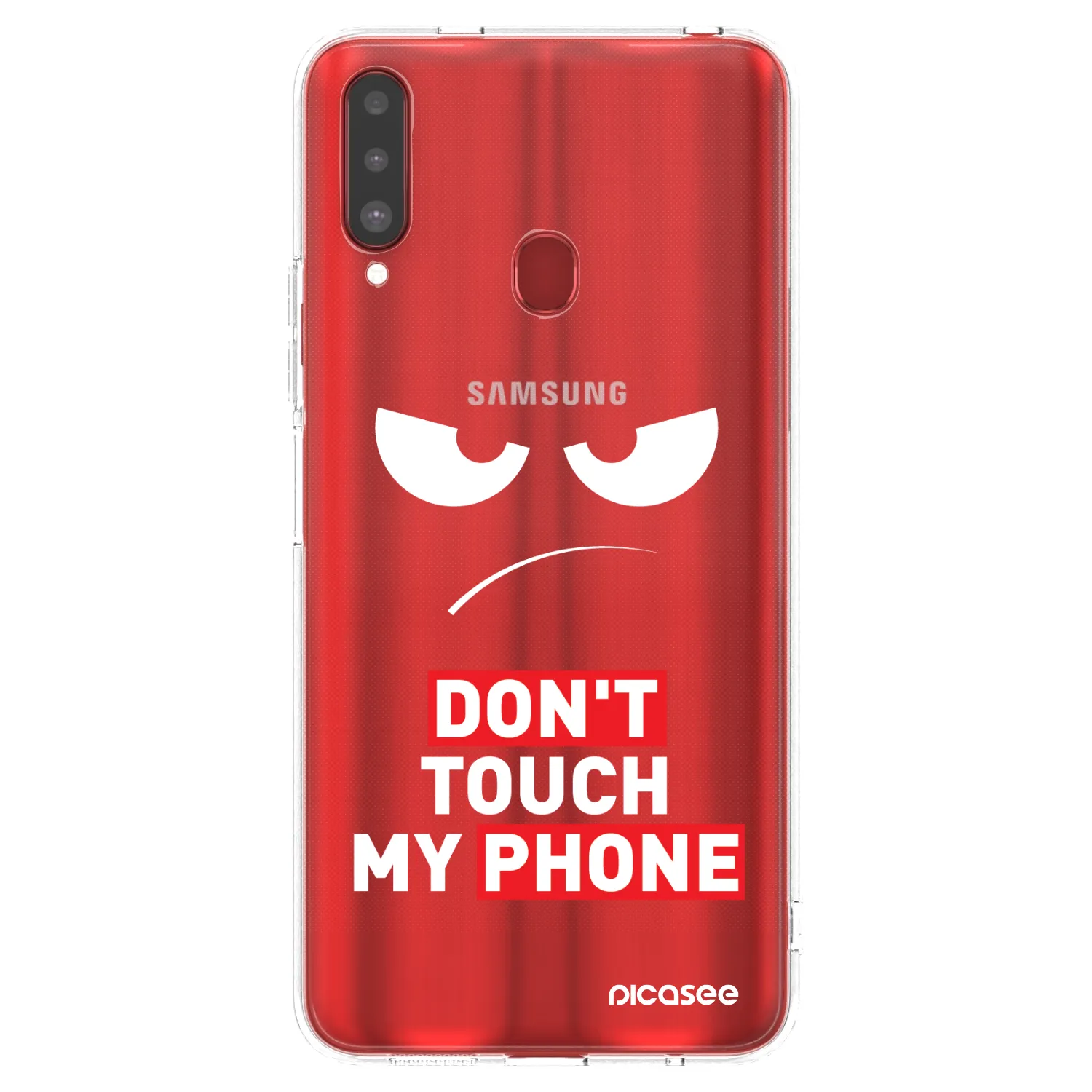 Picasee silikónový prehľadný obal pre Samsung Galaxy A20s - Angry Eyes - Transparent